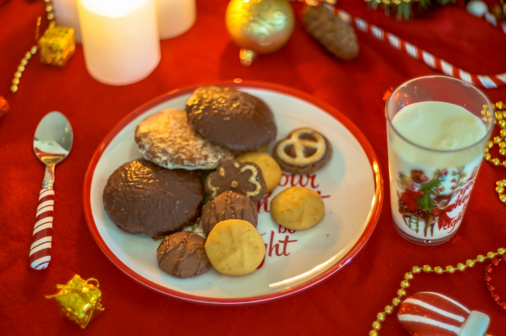 Christmas cookies with milk